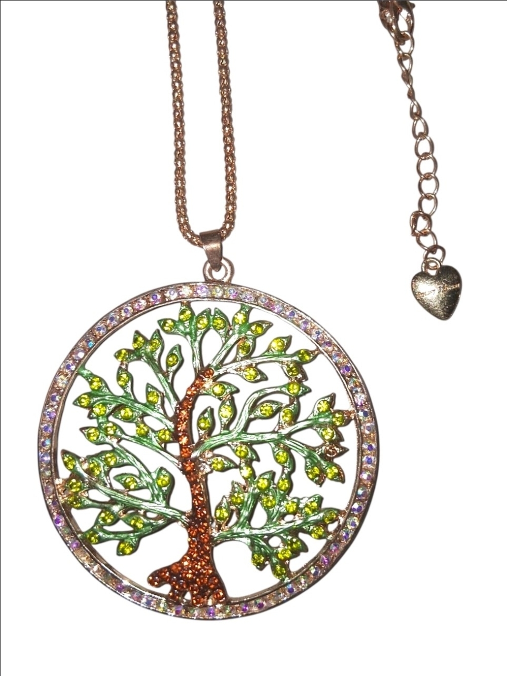 Betsey Johnson Green and Gold Tree of Life Pendant Sweater Necklace